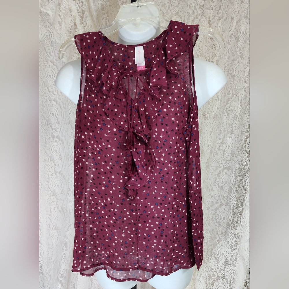 Nobo Wine Ruffle Top Stars NWOT SIZE XL (15/17)
